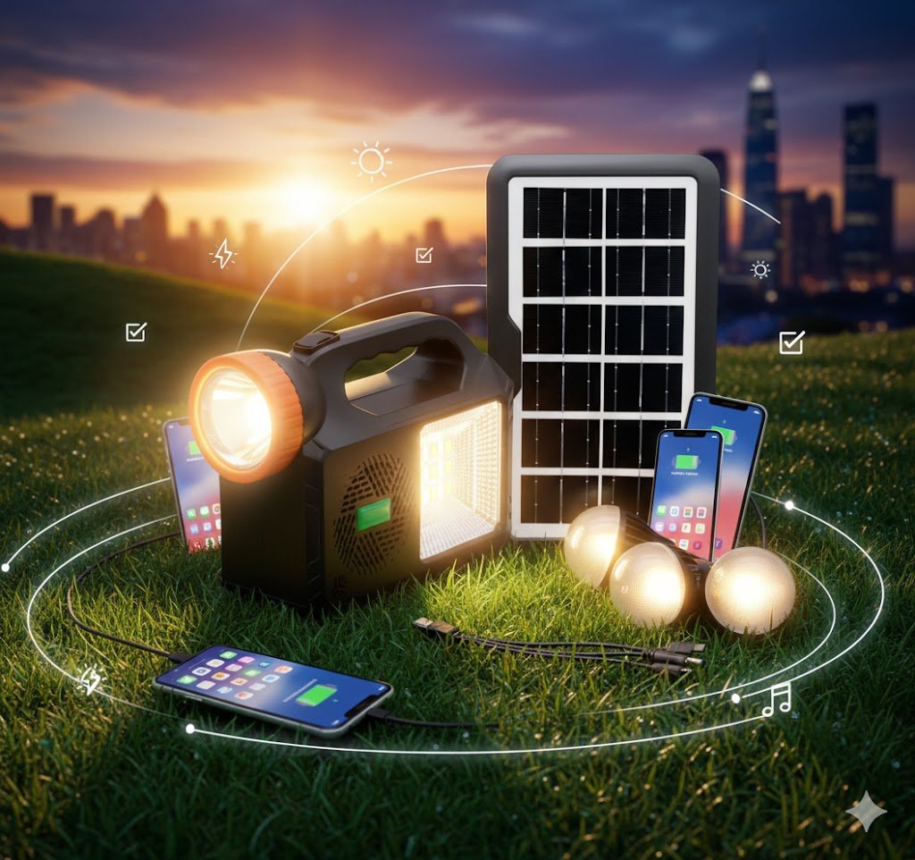 Multiusos - Kit de iluminación solar y eléctrico.