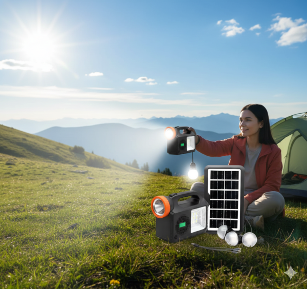 Kit de Iluminacion solar 4 expresando beneficios Multiusos - Kit de iluminación solar y eléctrico.